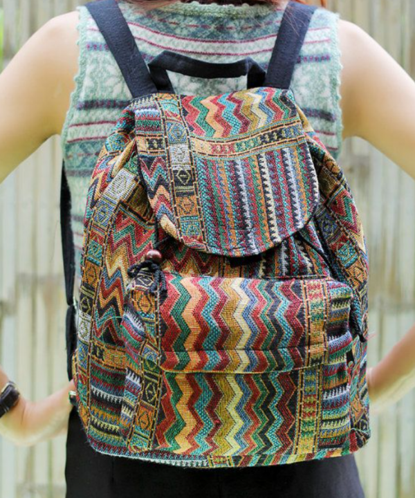 Tas Rucksack dengan Motif Etnik